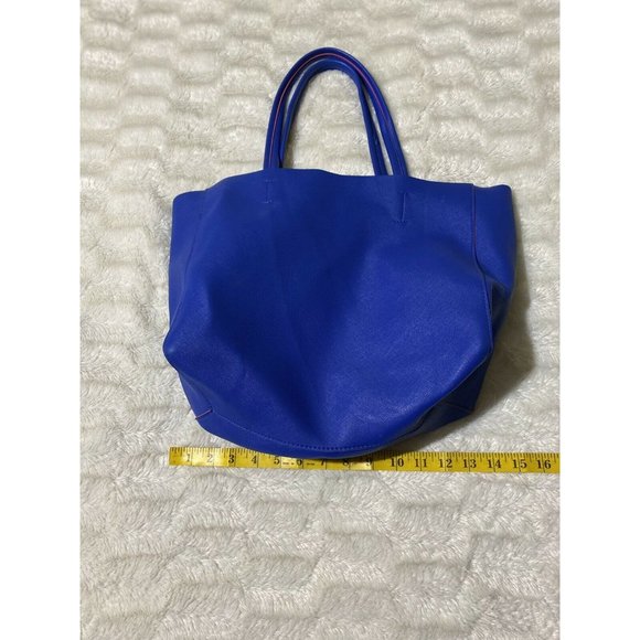 Macy's Blue Pink  lined double strap large tote bag - Picture 3 of 6